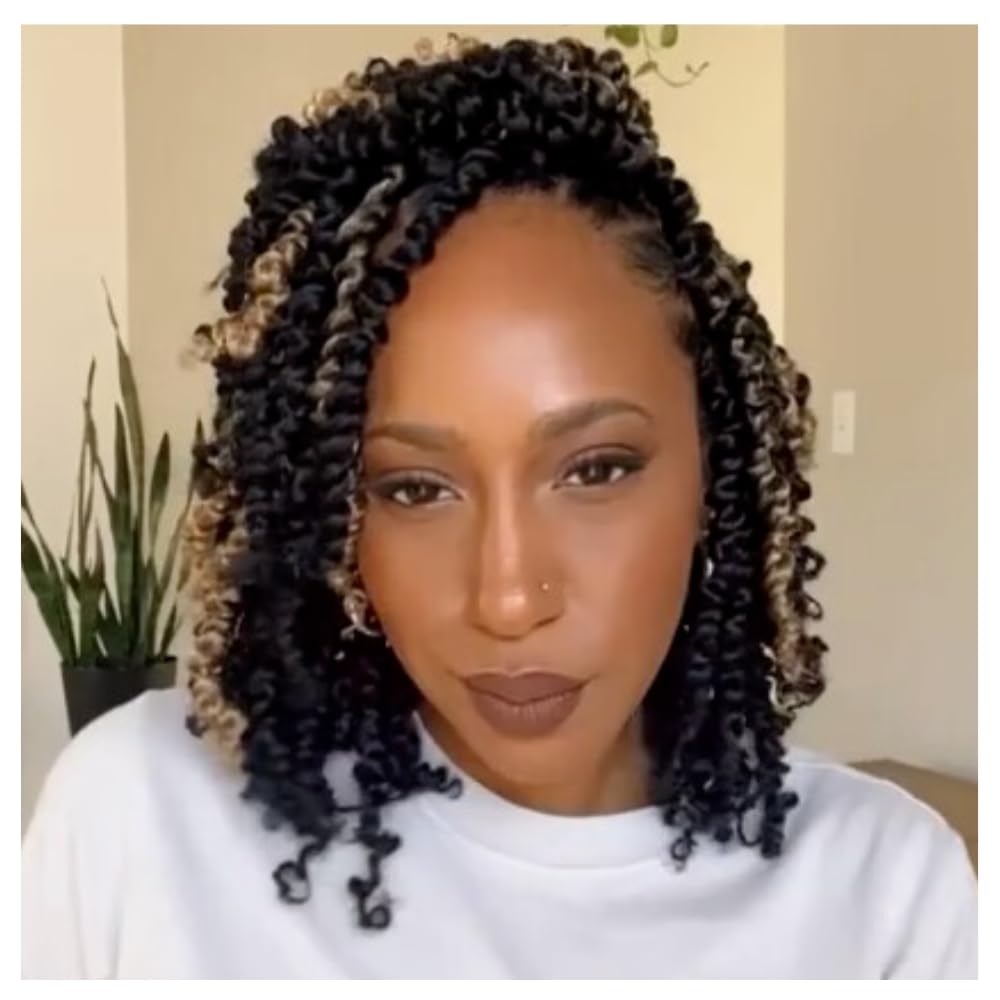 Short Passion Twist Hair Pretwisted Deep Wave Braiding Braids Crochet Passion Twist Synthetic Crochet Hair Extension(8Inch, 1B/27#)