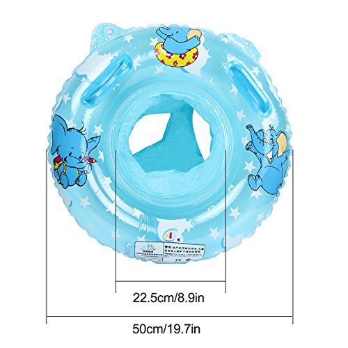 Mochiglory Blue Baby Elephants Swimming Ring Seat Environmental PVC Material Safety Deepen