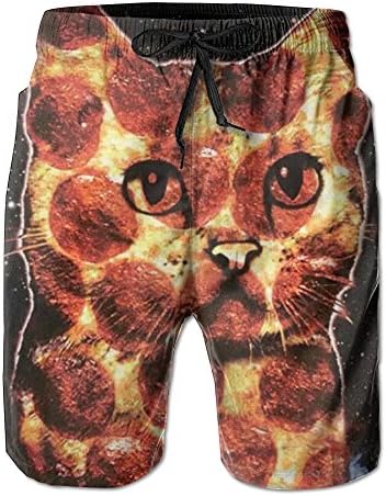 Pizza Cat Mens Adult Casua Running Beach Shorts Quick Dry Swim Trunks