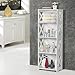 Finether 4-Shelf Shelving Unit, Waterproof Modular Cross White Wooden Plastic Composite 4 Tier Shelving Unit Storage Shelf Bookcase Display Shelf for Bedroom Living Room Kitchen Office