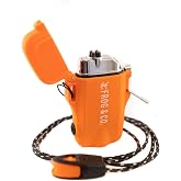 Survival Frog Tough Electric Lighter 2.0 - Waterproof &amp; Windproof Lighters - Flameless Top-Facing Dual Arc Plasma, USB Rechargeable w/Built-in Flashlight, Camping, Survival Fire Starter (Orange)