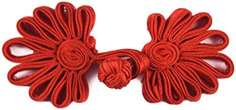 DIY PARK 5 Pair Handmade Chrysanthemu Flower Shape Traditional Chinese Frog Closure Knot Button Cheongsam Ribbon Fastener(Red)