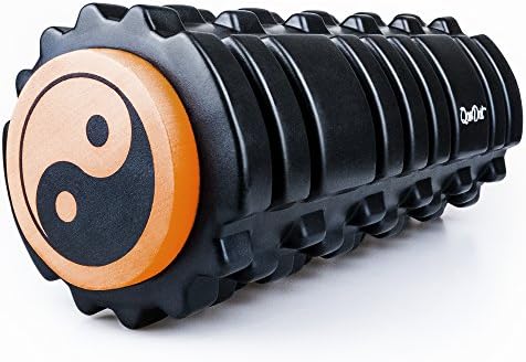Foam Roller for Physical therapy back and muscles massage, 13 x 5.5 inches sized, including two rollers: soft and hard textured, in orange and black colors and bag