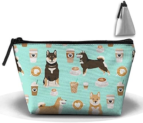 Hot Shiba Inu Coffee Print Dog And Coffees Portable Pouch Bag Travel Bag For Women