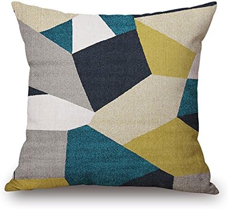 LEEPO 18 x 18 Inch Throw Pillow Cotton Blend Linen Geometric Pattern Square Decorative Cushion Cover and Insert
