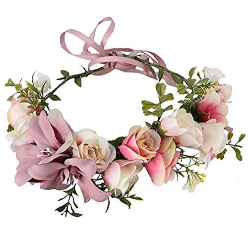 Felice Arts Women Flower Wreath artificial flowers head wreath headband Crown Floral Bridal Wedding Garland Headband