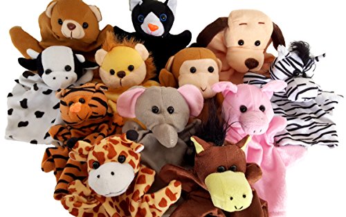 Dondor Velour Animal Finger Puppets, Soft Animal Hand Puppets For Children (2 PACK)