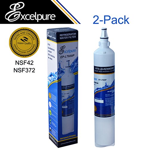 2 PACKExcelpure Refrigerator water filter replacement cartridge