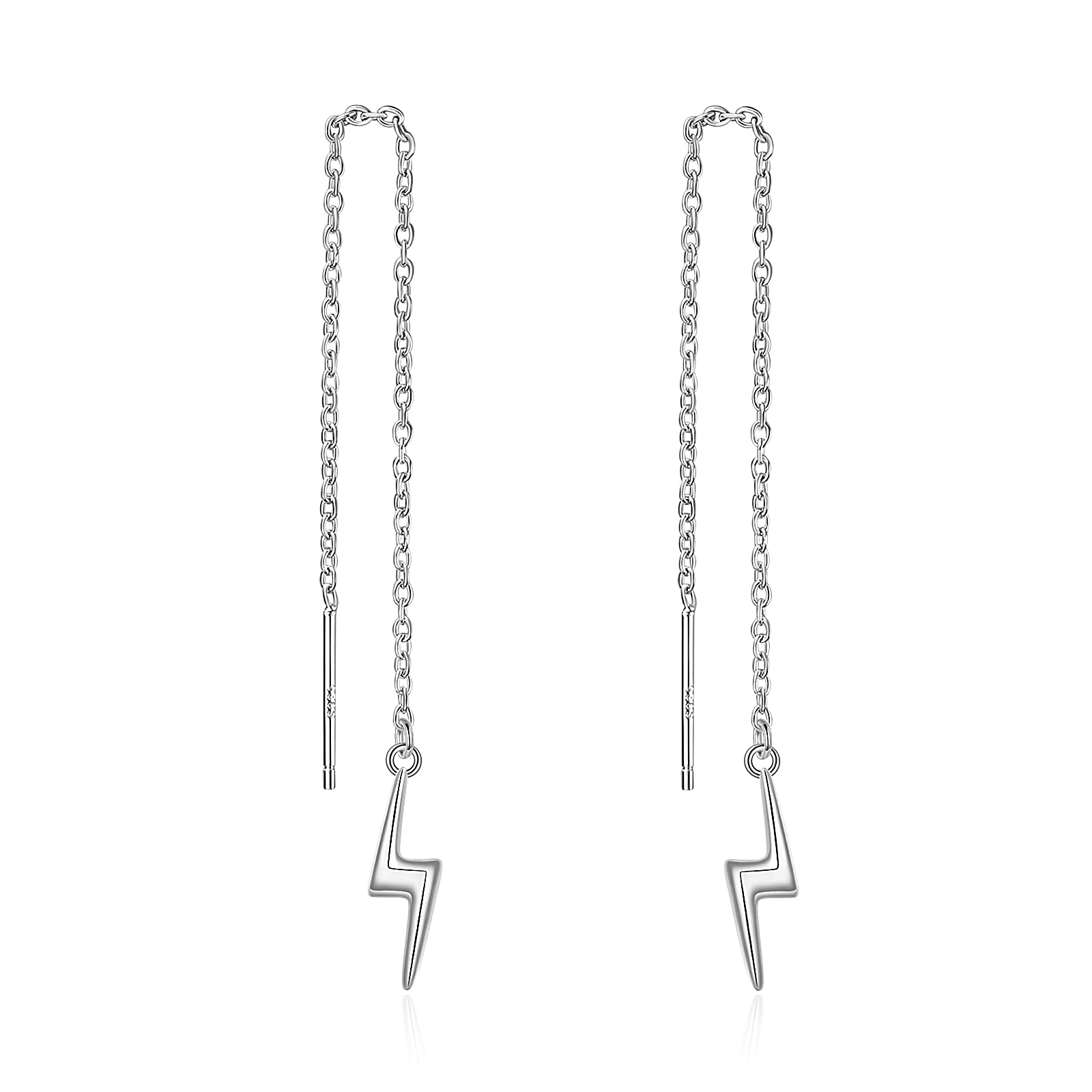 Lightning Threader Earrings for Women 925 Sterling Silver Dangle Lightning Through Long Chains Earrings Jewellery Gifts for Women Teens