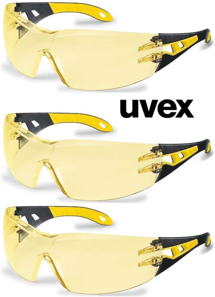 PHEOS Safety Glasses {3 Pack Offer} AMBER, Scratch Resistant Coating