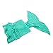 JR.WHITE Mermaid Tail Blanket for Kids,Hand Crochet Snuggle Mermaid,All Seasons Seatail Sleeping Bag Blanket(Mint)