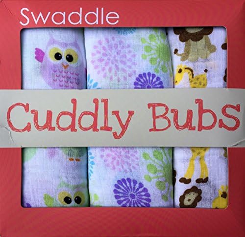 Muslin Swaddle Blankets Premium 100% Cotton Pack of 3 by Cuddly Bubs - Best Summer Swaddling Wraps 47x47" for Infant Boys & Girls Make Unique Gifts for New Babies & Baby Shower - Breathable Reusable Versatile Softer with Each Wash - Perfect Receiving Blankets
