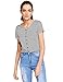 Verdusa Women's Short Sleeve Button-Up Fitted Casual Striped Crop T-Shirt Top Black White S