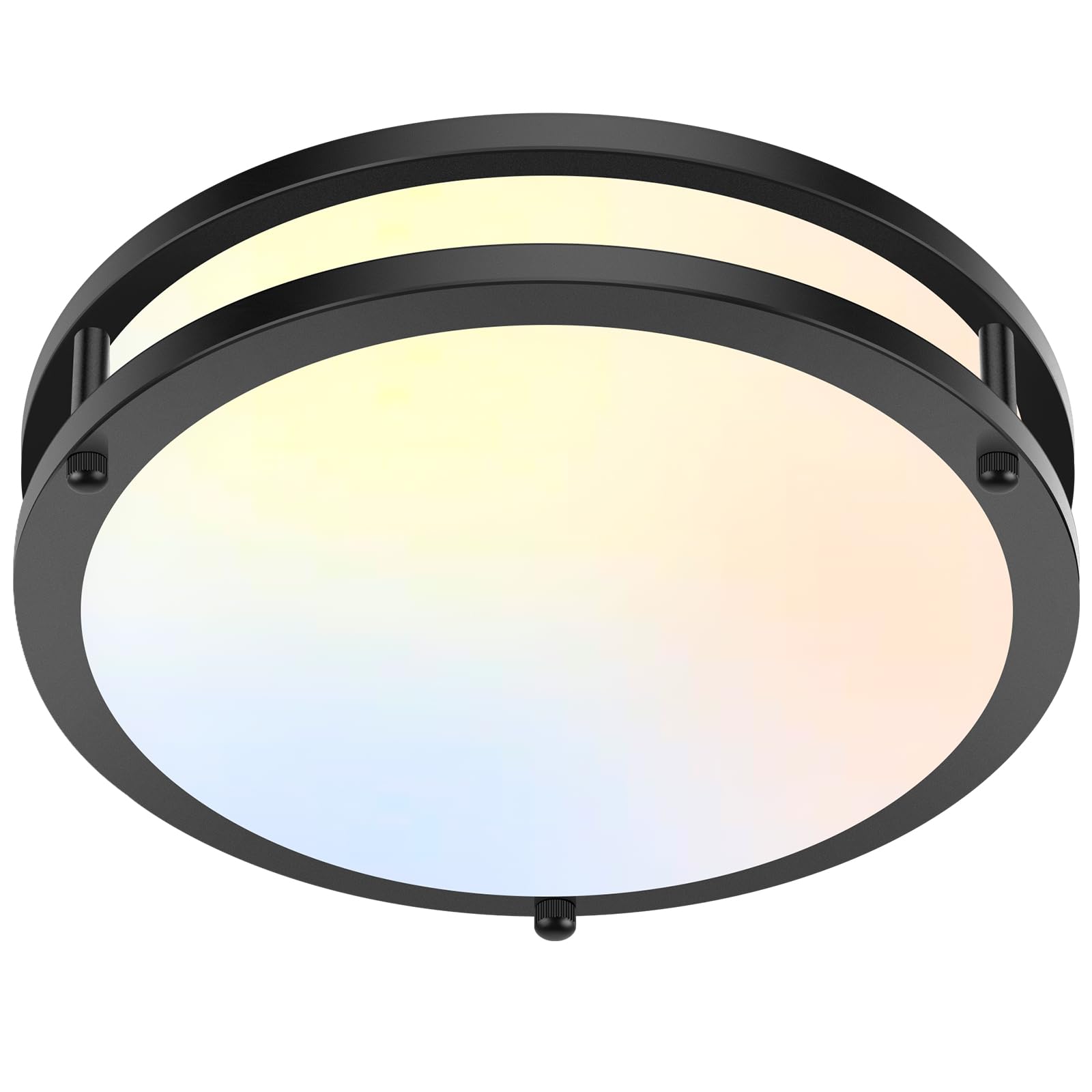 Photo 1 of 10 Inch LED Flush Mount Ceiling Light Fixture, 30W 4000LM Dimmable 2700K/3000K/4000K/5000K/6500K Color Changing Ceiling Light, Black Modern Ceiling Lamp for Living Room Bedroom Kitchen Hallway, 1-Pack