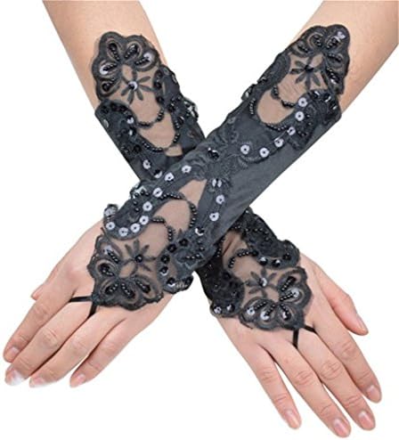 Women' Flora Short Wedding Dress Glove Fingerless Elegant Gloves for Bride Party
