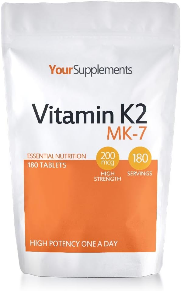 Your Supplements – Vitamin K2 as MK-7 – Bone and Blood Health – 200 mcg - 180 Tablets