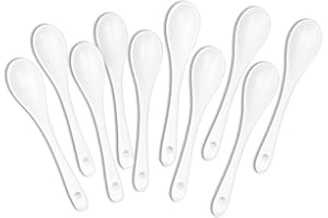 White Long Handle Porcelain Spoons Coffee, Tea, Yogurt and Ice-cream, Cutlery Fitting Ceramic Spoons 5.9 Inch Set of 10 (10, 