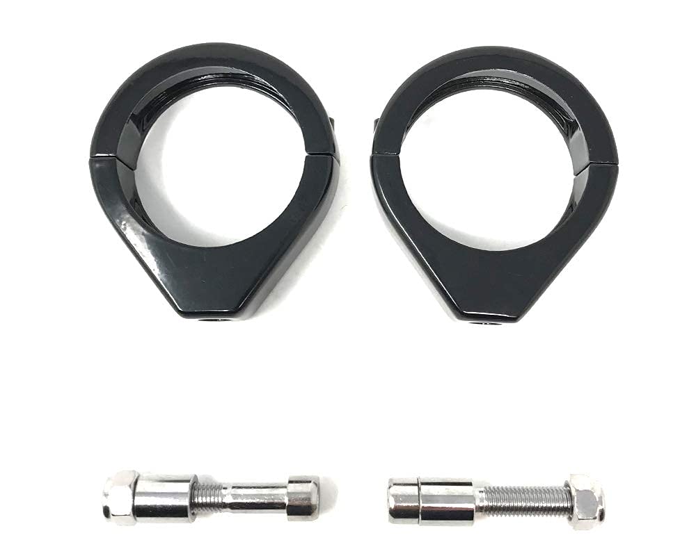 Alchemy Parts Motorcycle Metal Fork Clamps for Indicators for 49mm Diameter Forks | BLACK Turn Signal Holders for Roadsters, Café Racers and Choppers, Bobbers and Custom Project Motorbikes