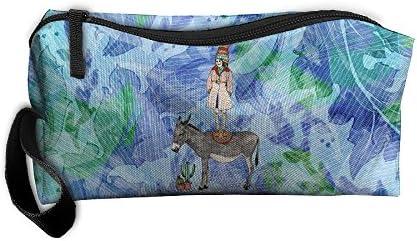 Women's A Lovely Indian Girl Stands On A DonkeyPortable Buggy Bag Cosmetic Makup Bags Travel Cases