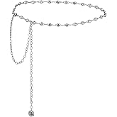 ILuvatar Luvatar Womens Metal Chain Dress Belt Hollow Out Daisy Sweater Belt Decorated Skinny Waist Belt