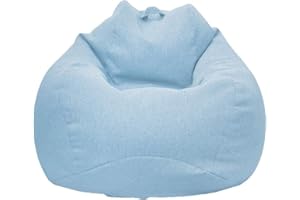 WAQIA Stuffed Animal Storage Bean Bag Chair Cover (No Filler) - Stuffable Zipper Beanbag Cover-Cotton Linen Memory Foam Beanbag Replacement Cover for Adults and Kids Without Filling