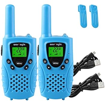 Kids Walkie Talkies Rechargeable, 4 Miles Long Range Walkie Talkies Toy with Durable Rugged Sports Design and Flashlight, Two Way Radios Toy 2 Pack, Batteries are Needed but not including(Blue)