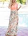 DUNEA Women's Maxi Dress Floral Printed Autumn 3/4 Sleeve Casual Tunic Long Maxi Dress (Small, Peach)