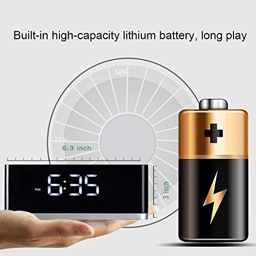 Bluetooth Speaker with Alarm Clock Radio,XPLUS Portable Wireless Speaker with Enhanced Bass,Hands-Free Calling,FM Radio,USB Host,TF Card Slot,Perfect Speaker for Outdoors/Indoors (Black)