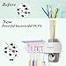 Prodara UV Toothbrush Holder, Toothpaste Dispenser Wall Mounted Toothbrush Sanitizer & Automatic Toothpaste Holder with 5 Toothbrush Sterilizer Holder for Kids and Adults(White)