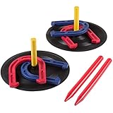 Rubber Horseshoes Game Set for Outdoor and Indoor Games - Perfect for Tailgating, Camping, Backyard and Inside Fun for Adults and Kids by Hey! Play!