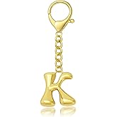 QILMILY Bubble Gold Letter Bag Charms for Women, Cute Initial Keychain for Handbags, Purse Charms Valentines Day Gifts