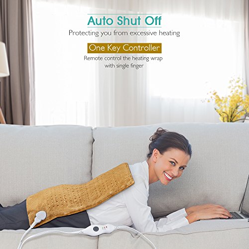 Electric Heating Pad, King Size Ultra Soft Heat Therapy Wrap for Back, Abdomen, Hand, Shoulder Legs, Menstrual Cramp Relief, Waist, Dry/Moist Heating Pad with Auto Shut Off (12 x 24 inch)