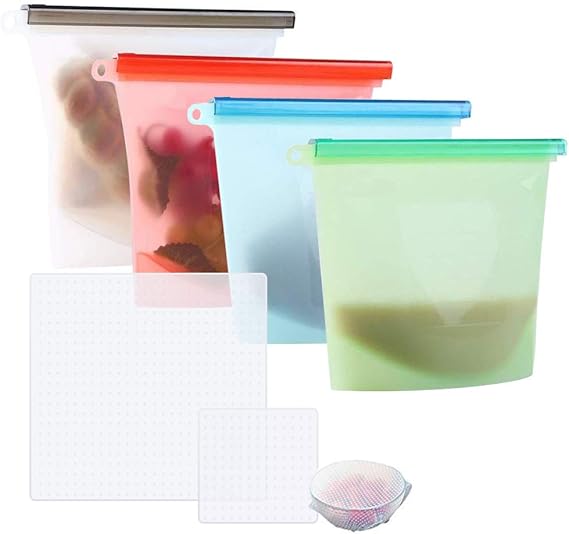 Küche Beutel Silikonbeutel Wiederverwendbar und Silikondeckel - BPA