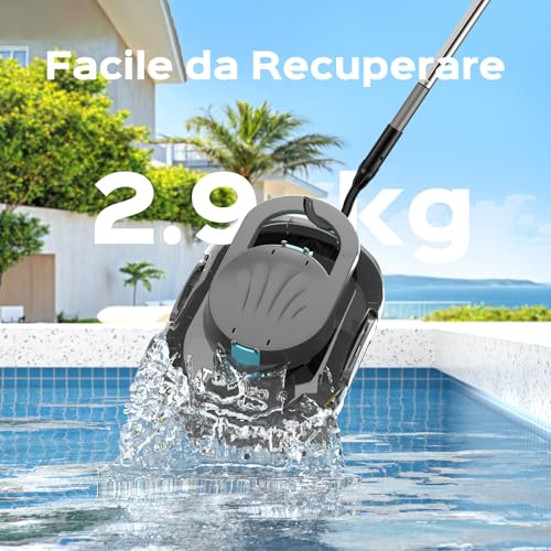 BRINBO (2026 Upgrade) S1PRO Robot per Piscina Senza Fili, Automatica 120 Min Aspiratore Piscina Fuori Terra, Doppio Motore, Ricarica 2,5 Ore, per Piscine Fino a 100 m², Grigio Trasparente