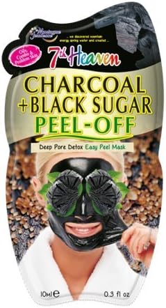 7th Heaven Charcoal & Black Sugar Peel Off Face Mask, Deep Cleansing, Detoxifying, Hydrating and Vegan Peel Off Mask