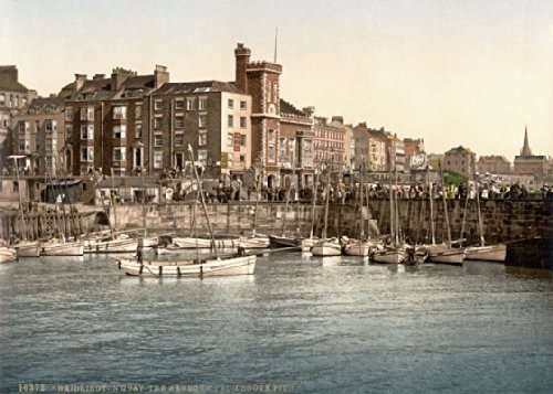 P41 Vintage 1890's Photochrom Photo Harbour Pier Bridlington Print Re-Print - A3 (432 x 305mm) 16.5" x 11.7"