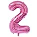 40 Inch Pink Digital Helium Foil Birthday Party Balloons Number 2