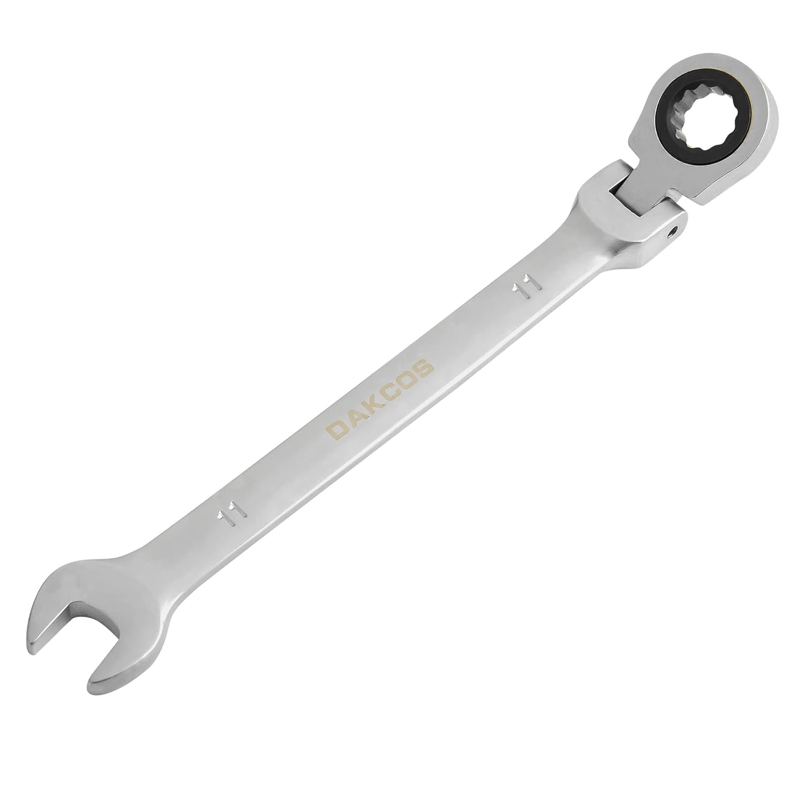 DAKCOS 11mm Flexible Head Spanner Dual Heads Ratchet Combination Wrench Spanner Chrome Vanadium Steel