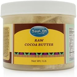 RAW ORGANIC CACAO BUTTER 1 Lb (Cold pressed, Never been melted, for baking Chocolate) - NON GMO - Vegan - Halal - Ships in a Jar