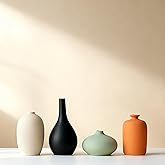 YAOBAOX Set of 4 Small Matte Ceramic Vases - Modern & Bohemian Decor for Home, Office, Shelve, Living Room Table, Mantel, Bedroom, Entryway, Rustic Farmhouse Decorative Vases & More(Hademade