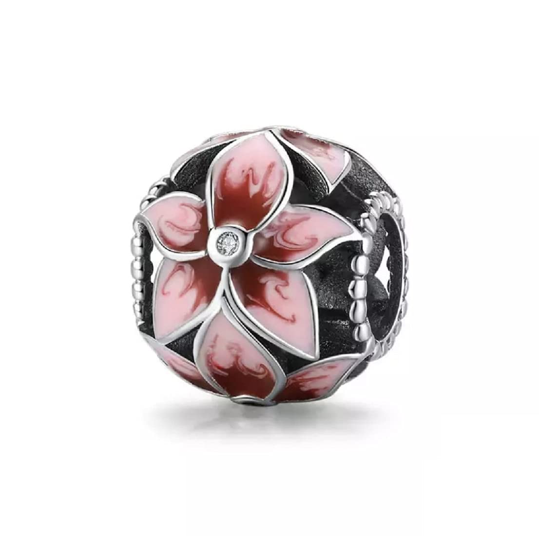 FeatherWish Sterling Silver 925 Orchid Rose Daisy Flower Nature Bead Charm Fits And Compatible With Pandora Bracelets Gift For Birthday Friend Daughter Wife Sister Mum