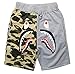 Shark Pattern Camouflage Stitching Shorts Men Drawstring Black Sports Shorts