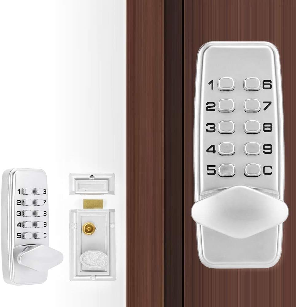 Mechanical Keyless Entry Door Lock With Digital Code Keypad, Indoor Outdoor Password Security Deadbolt and Handle - Image 5