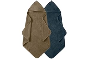 Huxie Denmark - Premium Organic Cotton Baby Bath Towel – Hooded Toddler and Baby Towels for Newborn Girl and Boy – Super Soft and Absorbent, 32 x 32-2-Pack (Towel Dino Green Moss/Dino Tradewins)