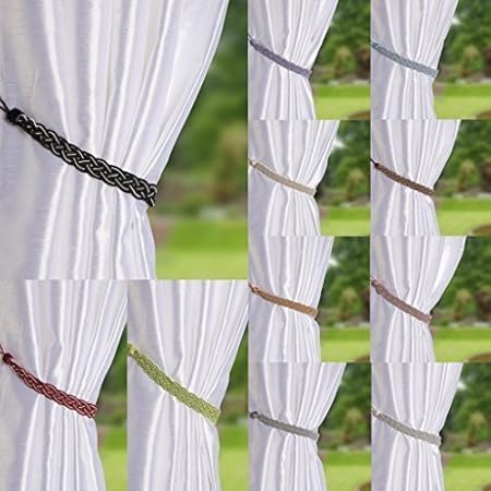 Pair Of Braided Satin Rope Curtain Tie Backs Blue Amazon Co Uk