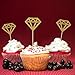 TOODOO 50 Pack Golden Glitter Diamond Cakes Toppers Cupcake Decor Food Picks