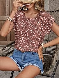 Floerns Women's Short Sleeve Business Casual Tops