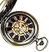 New Brand Mall Steampunk Vintage Roman Letters Design Case Mechanical Pocket Watch with Chains for Xmas Gifts (brzone-2)