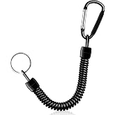 Hekodonk Flexible Anti-Lost Spring Coil Leash Cord Safety Ropes Retractable Lines Elastic Wrist Band with Stainless Steel Snap Hook Keychain Ring Carabiner,