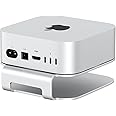 Qwiizlab Aluminum Stand for 2024 Mac mini M4/M4 Pro, Convenient Acess to Power Button, Anti-Scratch, Anti-Slip, Avoid Overheating, Durable and Sturdy Design (Silver)